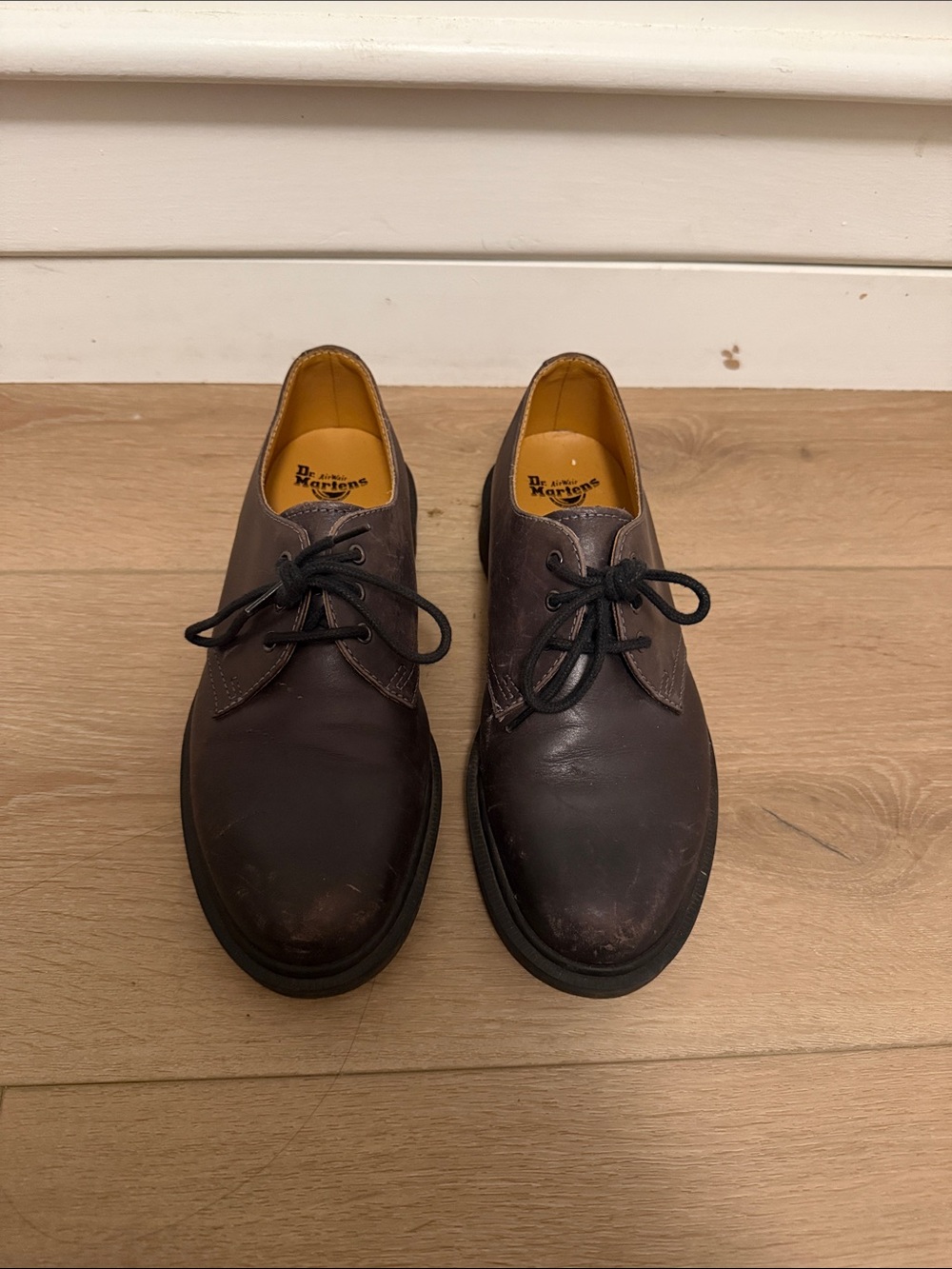 Dr. Martens Brown Leather 3-Eye Derby Shoes